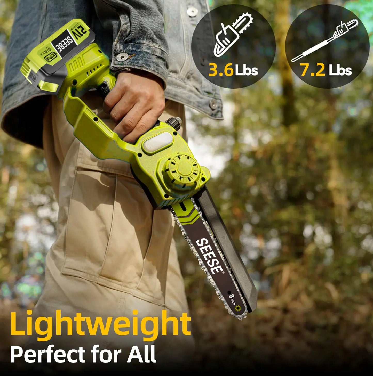 2-in-1 8" Brushless Mini Chainsaw & Pole Saw, Cordless Tree Pruner with Extension Pole